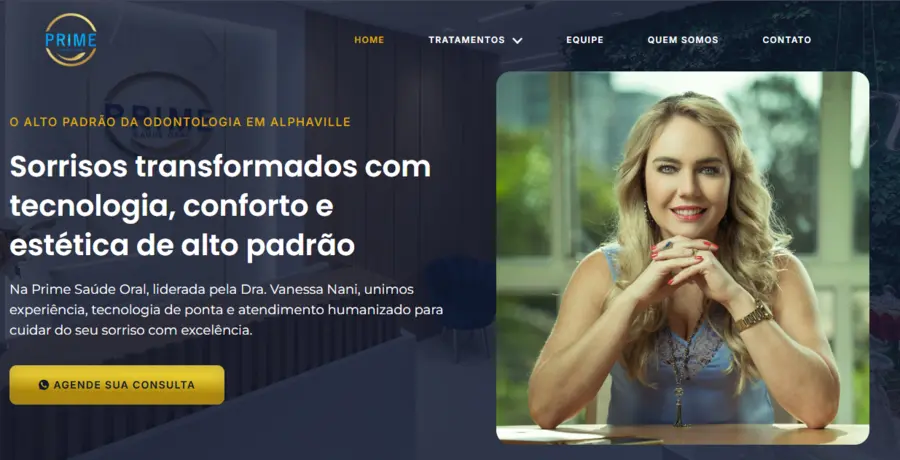 Página inicial do site Prime Saúde Oral